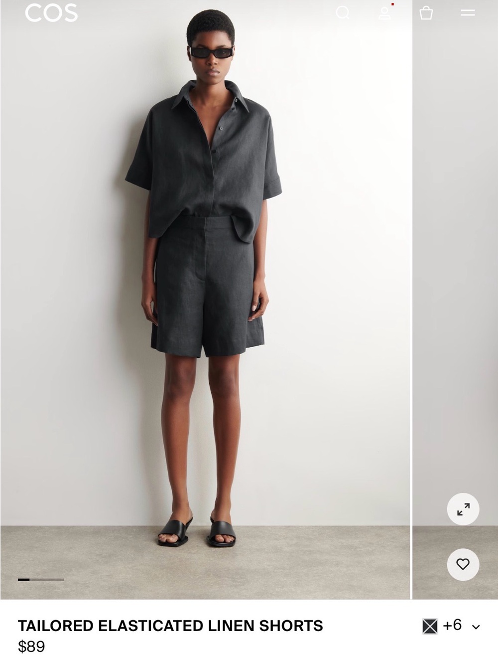 COS Tailored Elasticated Linen Bermuda Shorts in navy blue